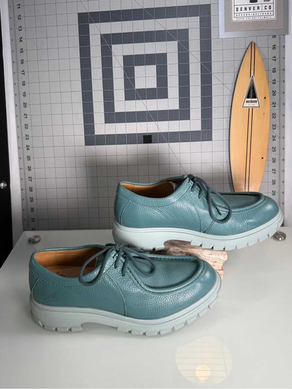 Men's Teal Casual Leather Shoes
